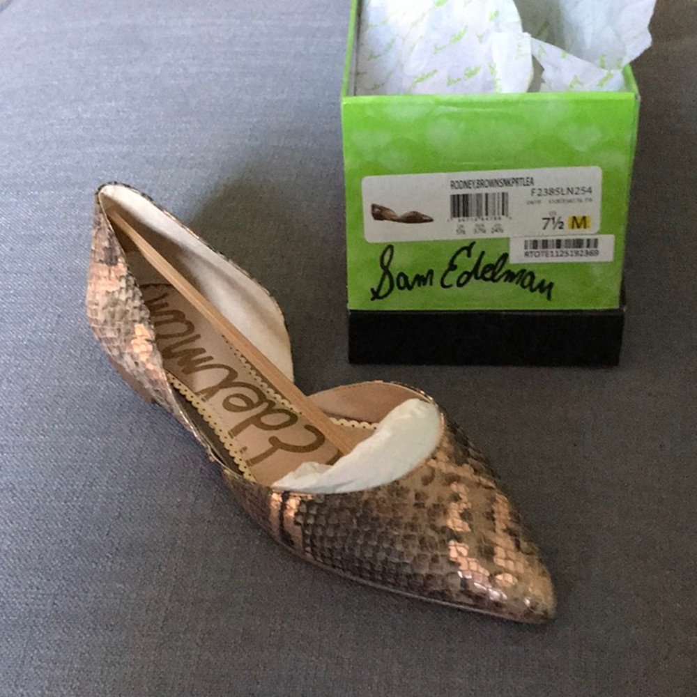 Sam Edelman Rodney brown snakeskin flats  7.5 NEW